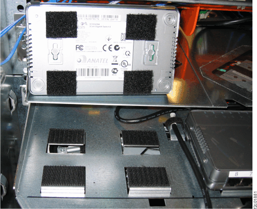 Four hook-and-loop fasteners for each Ethernet switch