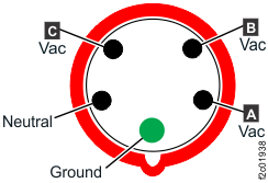 Three-phase high voltage, 380 - 415 V, 30A, IEC60309 cable connector pins