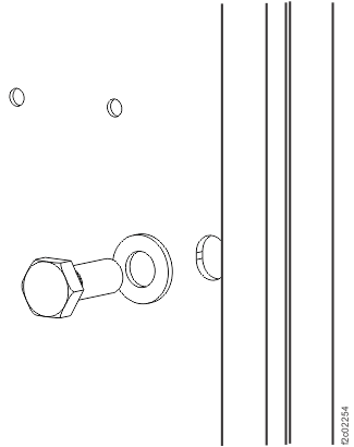 Bolt and washer detail (example), rear of expansion rack